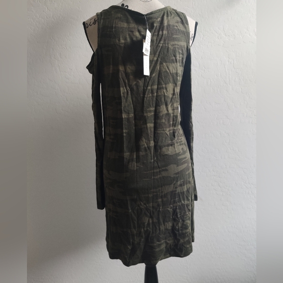🆕 Sanctuary Cold Shoulder Camouflage Long sleeve Dress (S) - Picture 7 of 12